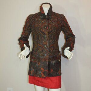 Etro Milano lined  Blazer 75% Wool 25% Nylon brown print  made in  Italy size 42